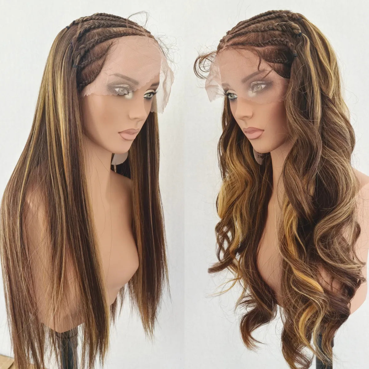 Lumihair Highlight 4/27 Braid Body Wave Straight Wig 30 Inches 13*6 Lace Hair Net Synthetic Wig Fashion Women's Wig Cute And Sexy Wig