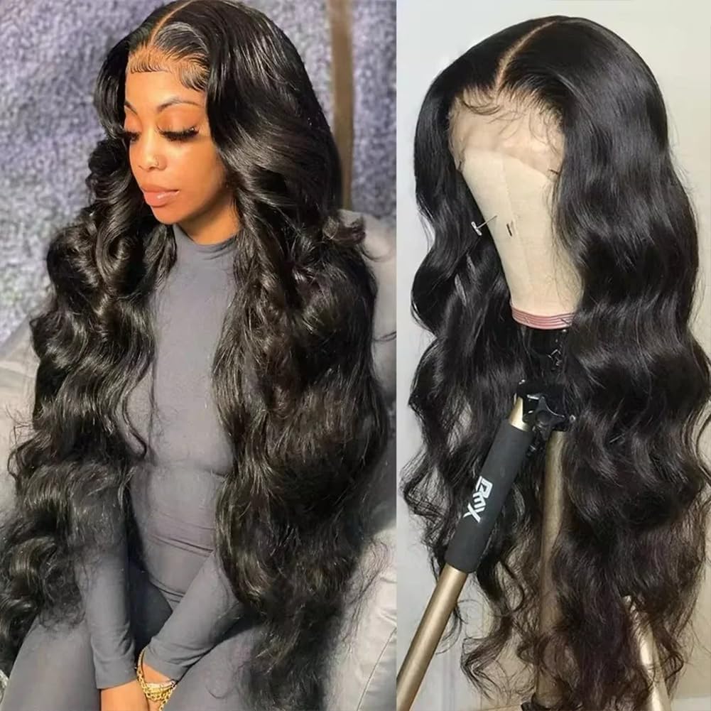 Lumihair Synthetic Lace Front Wig, 13x6 Lace Front Wig Pre-plucked Body Wave Glueless 1B Black Wigs For Black Women 30inch
