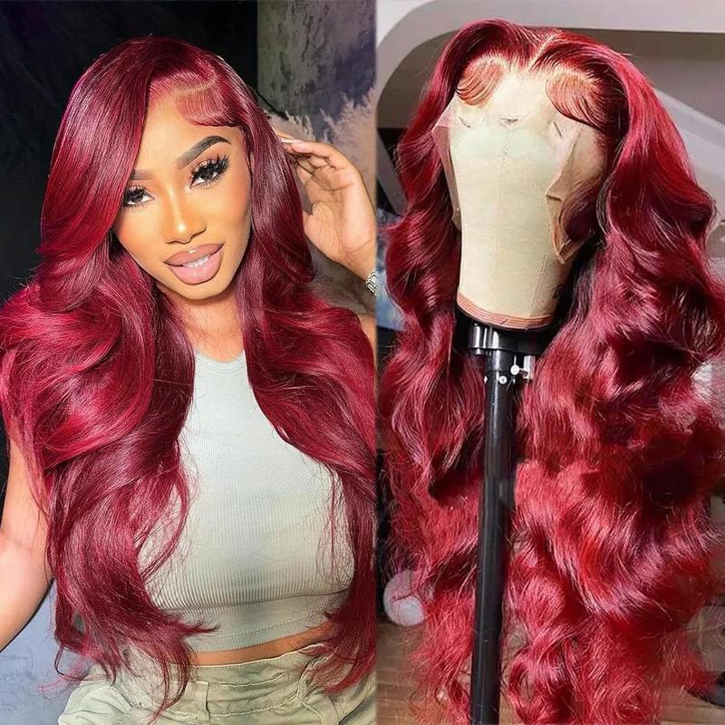 Lumihair Synthetic Wig Burgundy Red 99J Body Wave Straight Wig 30-Inch 13*6 Lace Hair Net Synthetic Wig Fashion Women's Wig Cute And Sexy Wig