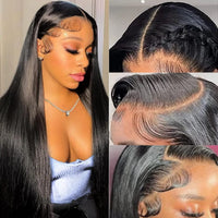 Lumihair Natural Color Black Synthetic Straight Wig 13x6 Lace Front 30 Inches Long Straight Fashion Women's Wig Cute And Sexy Wig