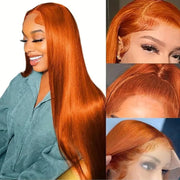 Lumihair Ginger Yellow 13x6 Lace Front Wig 30 Inch Long Straight Baby Hair Sun Orange Color For Stylish Looks Pre Plucked Natural Hairline Fashion Women's Wig Cute And Sexy Wig