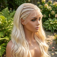 Lumihair 613 Gold Blonde Braid Bodywave Wig 30 Inches 13x6 Lace Hair Net Synthetic Wig Fashion Women's Wig Cute And Sexy Wig detail image 4