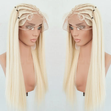 Lumihair 613 Gold Blonde Braid Straight Wig 30 Inches 13x6 Lace Hair Net Synthetic Wig Fashion Women's Wig Cute And Sexy Wig