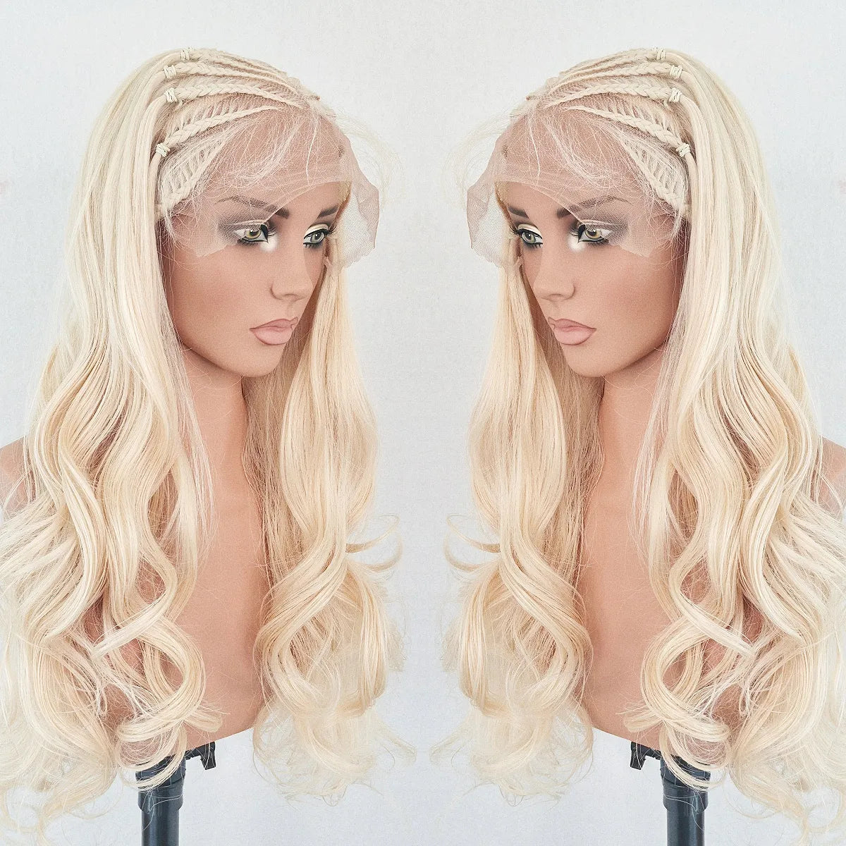 Lumihair 613 Gold Blonde Braid Bodywave Wig 30 Inches 13x6 Lace Hair Net Synthetic Wig Fashion Women's Wig Cute And Sexy Wig