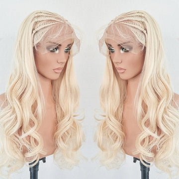 Lumihair 613 Gold Blonde Braid Bodywave Wig 30 Inches 13x6 Lace Hair Net Synthetic Wig Fashion Women's Wig Cute And Sexy Wig
