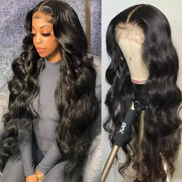 Lumihair Synthetic Lace Front Wig, 13x6 Lace Front Wig Pre-plucked Body Wave Glueless 1B Black Wigs For Black Women 30inch