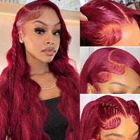 Lumihair Synthetic Wig Burgundy Red 99J Body Wave Straight Wig 30-Inch 13*6 Lace Hair Net Synthetic Wig Fashion Women's Wig Cute And Sexy Wig
