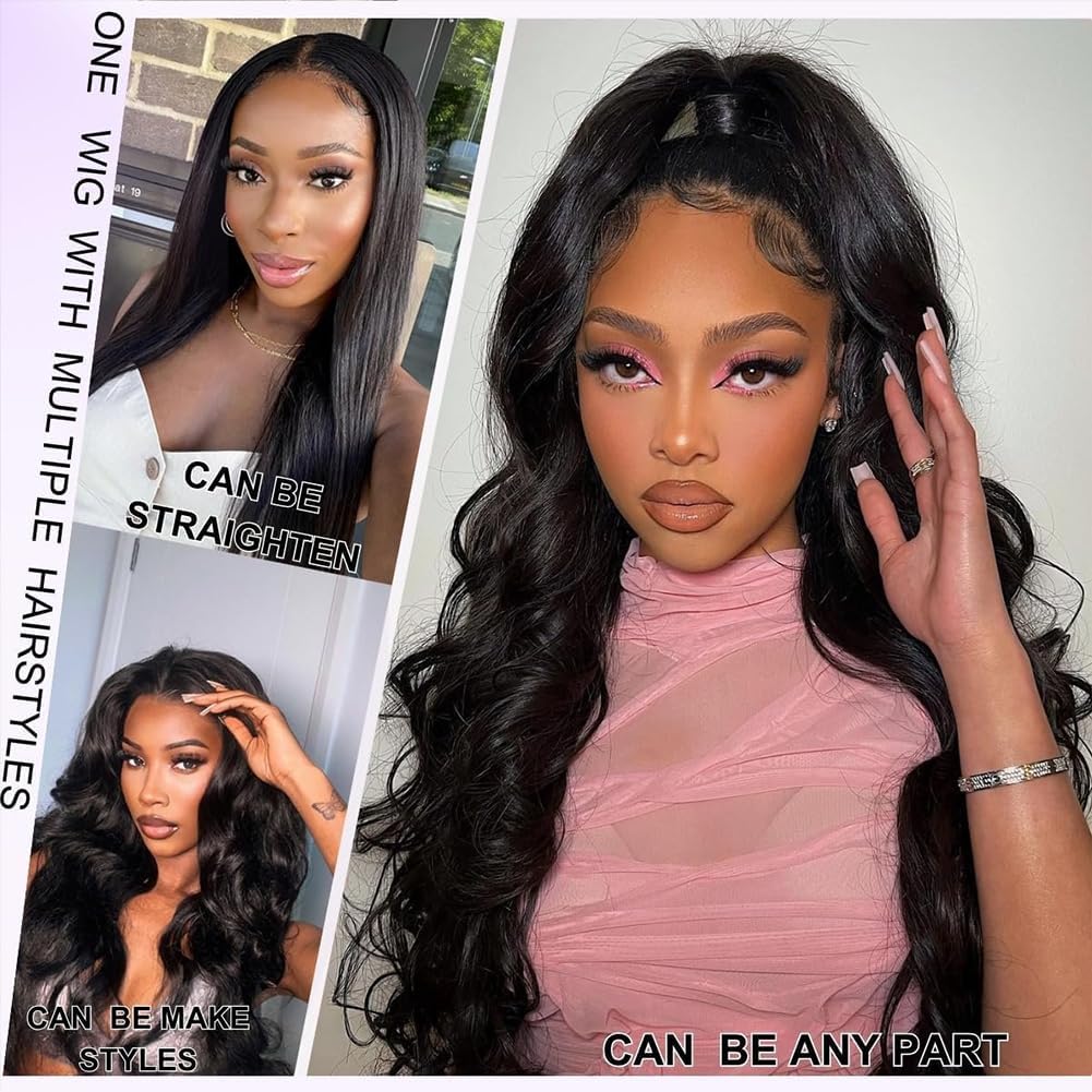 Lumihair Synthetic Lace Front Wig, 13x6 Lace Front Wig Pre-plucked Body Wave Glueless 1B Black Wigs For Black Women 30inch