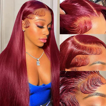 Lumihair Synthetic Wig Burgundy Red 99J Body Wave Straight Wig 30-Inch 13*6 Lace Hair Net Synthetic Wig Fashion Women's Wig Cute And Sexy Wig
