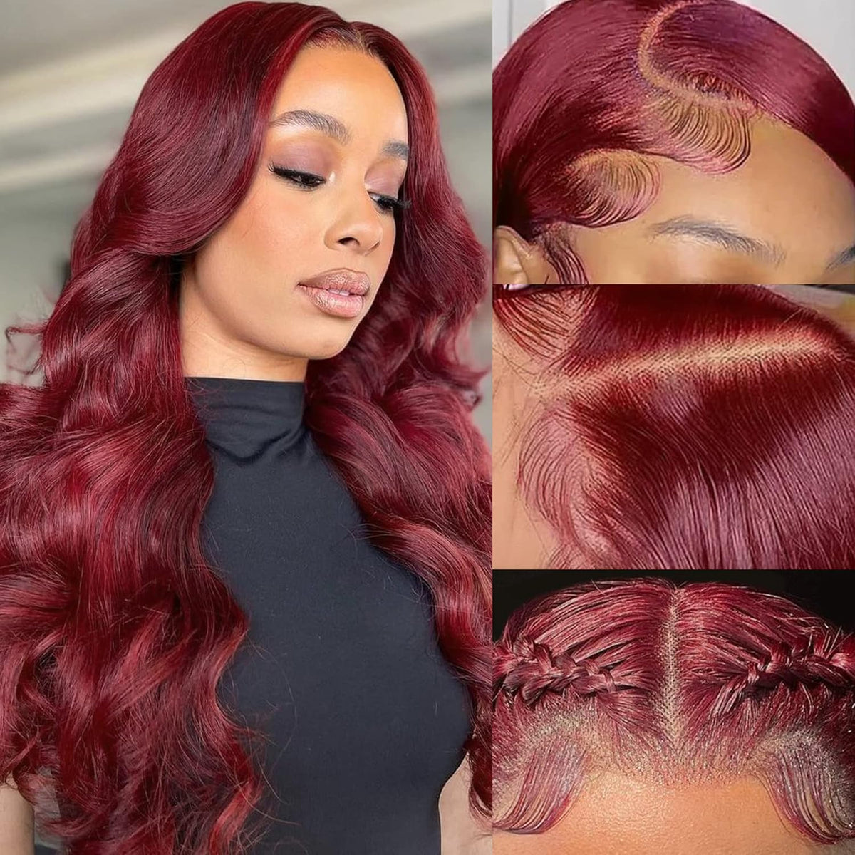 Lumihair Synthetic Wig Burgundy Red 99J Body Wave Straight Wig 30-Inch 13*6 Lace Hair Net Synthetic Wig Fashion Women's Wig Cute And Sexy Wig