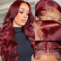 Lumihair Synthetic Wig Burgundy Red 99J Body Wave Straight Wig 30-Inch 13*6 Lace Hair Net Synthetic Wig Fashion Women's Wig Cute And Sexy Wig