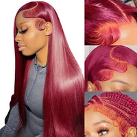 Lumihair Synthetic Wig Burgundy Red 99J Straight Wig 30-Inch 13*6 Lace Hair Net Synthetic Wig Fashion Women's Wig Cute And Sexy Wig