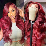 Lumihair Synthetic Wig Burgundy Red 99J Body Wave Wig 30-Inch 13*6 Lace Hair Net Synthetic Wig Fashion Women's Wig Cute And Sexy Wig
