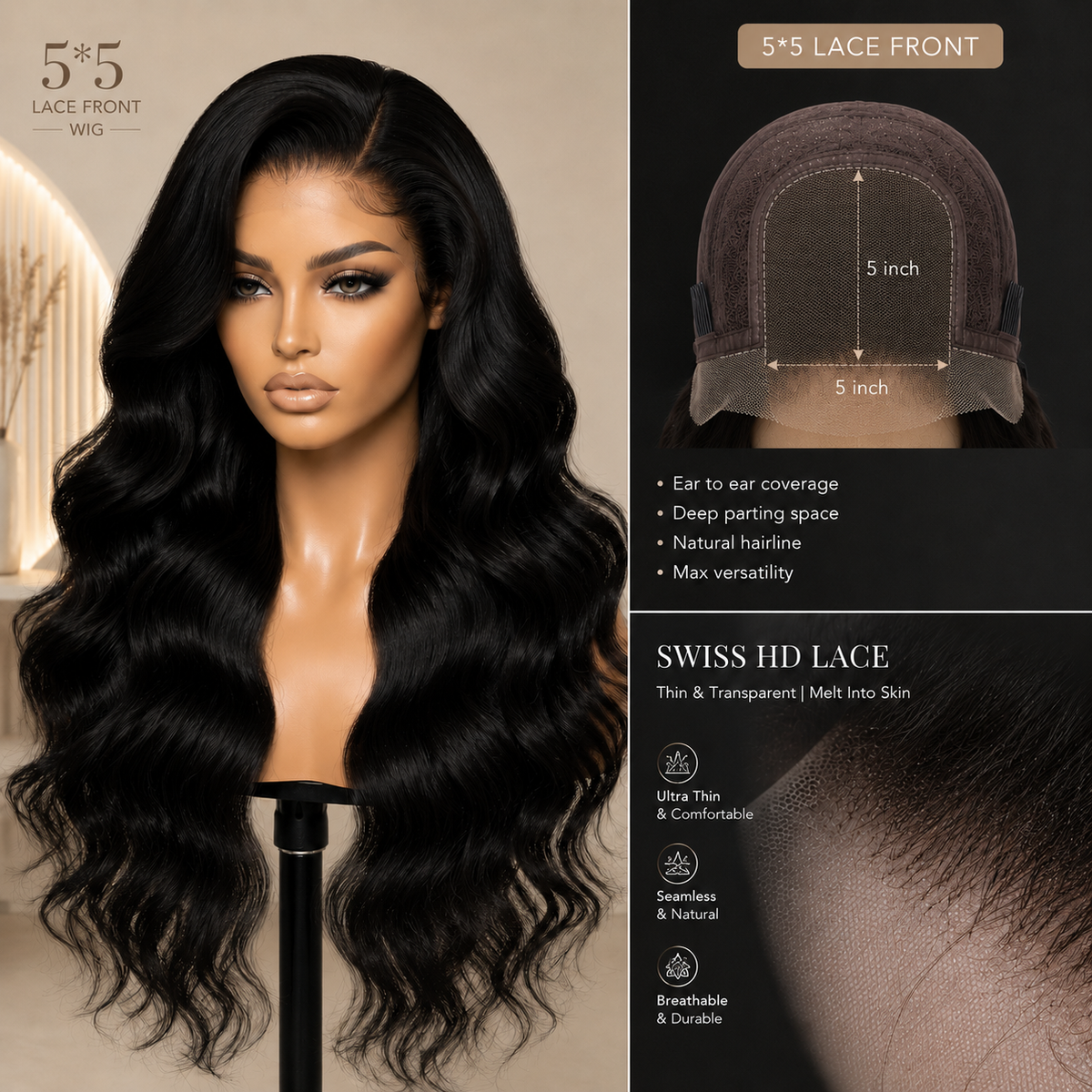 Lumihair Swiss Lace Wig 5x5 Closure Custom Order