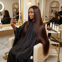 Lumihair Chocolate Brown Synthetic Wig Lace Front Wig 13x6 HD Lace 30-Inch Straight Synthetic Wig Baby Hair detail image 5