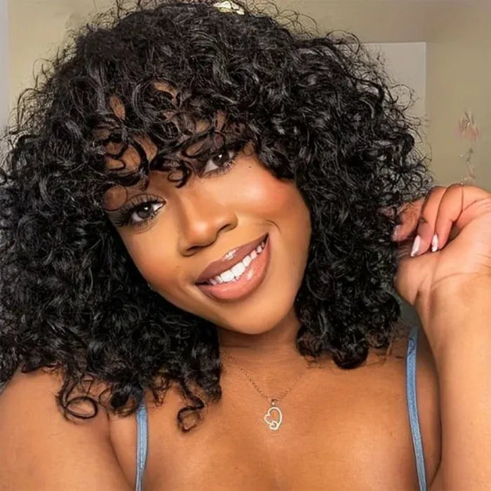 Lumihair Glueless HD Lace Black Curly Bob Wig