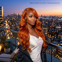 Lumihair Ginger Yellow 13x6 Lace Front Wig 30 Inch Long Body Wave Baby Hair Sun Orange Color For Stylish Looks Pre Plucked Natural Hairline Fashion Women's Wig Cute And Sexy Wig detail image 3