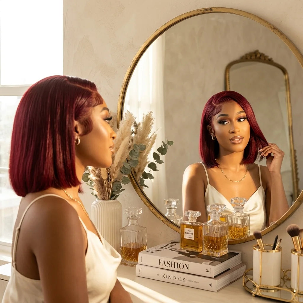 Lumihair Glueless HD Lace 99J Straight Bob Wig detail image 1