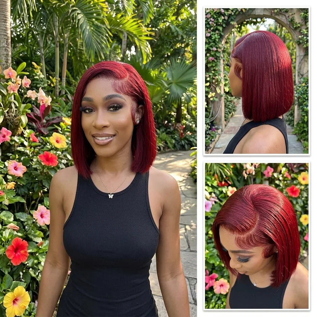 Lumihair Glueless HD Lace 99J Straight Bob Wig detail image 3
