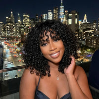 Lumihair Glueless HD Lace Black Curly Bob Wig detail image 4
