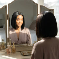 Lumihair Glueless HD Lace Black Straight Bob Wig detail image 1