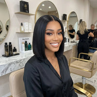 Lumihair Glueless HD Lace Black Straight Bob Wig detail image 4