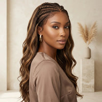 Lumihair Highlight 4/27 Braid Body Wave Straight Wig 30 Inches 13*6 Lace Hair Net Synthetic Wig Fashion Women's Wig Cute And Sexy Wig detail image 3