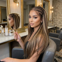 Lumihair Highlight 4/27 Braid Body Wave Straight Wig 30 Inches 13*6 Lace Hair Net Synthetic Wig Fashion Women's Wig Cute And Sexy Wig detail image 4