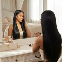 Lumihair Natural Color Black Synthetic Straight Wig 13x6 Lace Front 30 Inches Long Straight Fashion Women's Wig Cute And Sexy Wig detail image 1