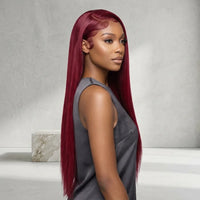 Lumihair Synthetic Wig Burgundy Red 99J Straight Wig 30-Inch 13*6 Lace Hair Net Synthetic Wig Fashion Women's Wig Cute And Sexy Wig detail image 4